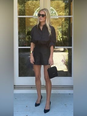 NWT Julia Amory Kelly Short Black Silk Dupioni Large